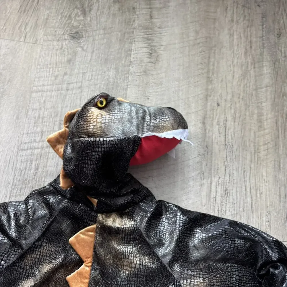 Spooked Plush Black Gold Dinosaur Costume Size 5/6 Dragon Halloween Stuffed Dino